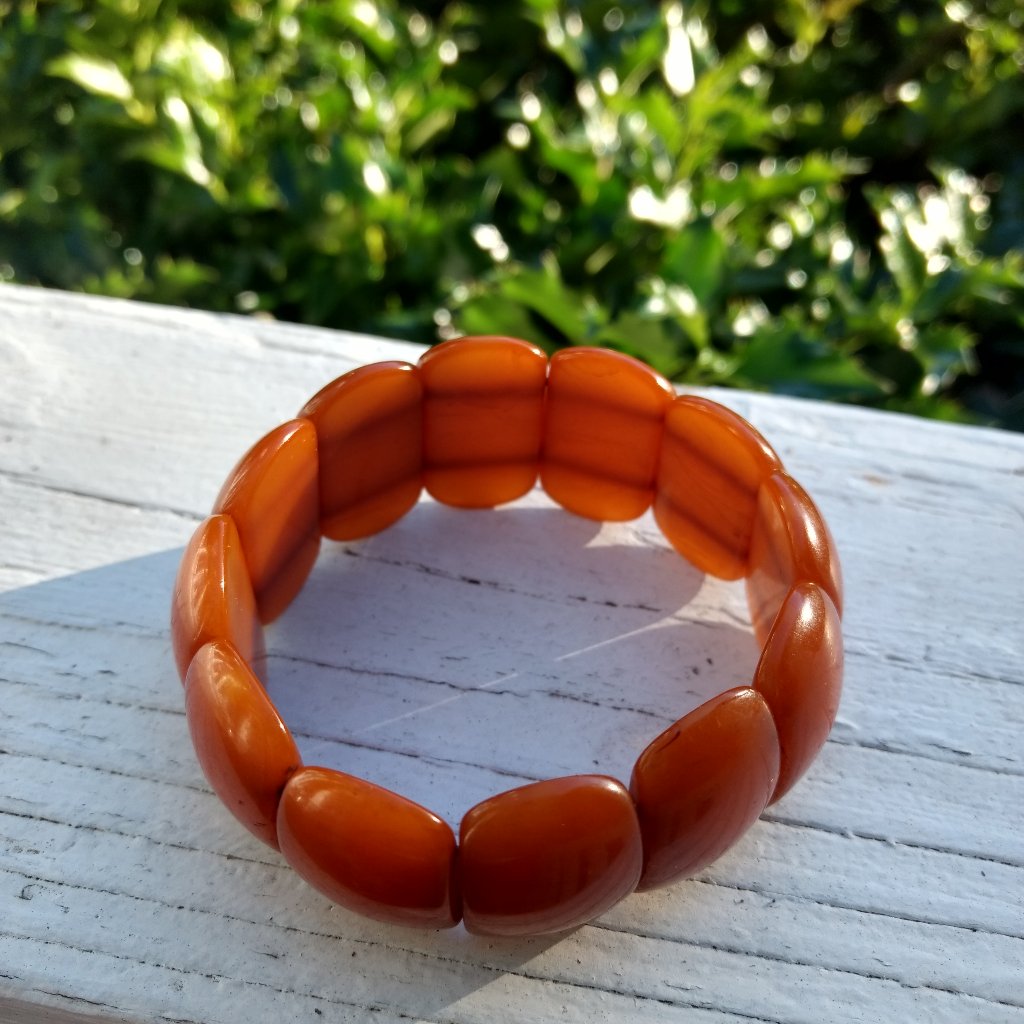Bakelite Orange Beaded Bracelet 60$